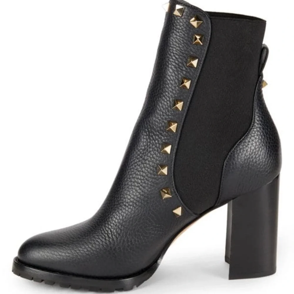SOLD Brand New Valentino Black and Gold studs womens boots Size US 7 - Picture 5 of 10